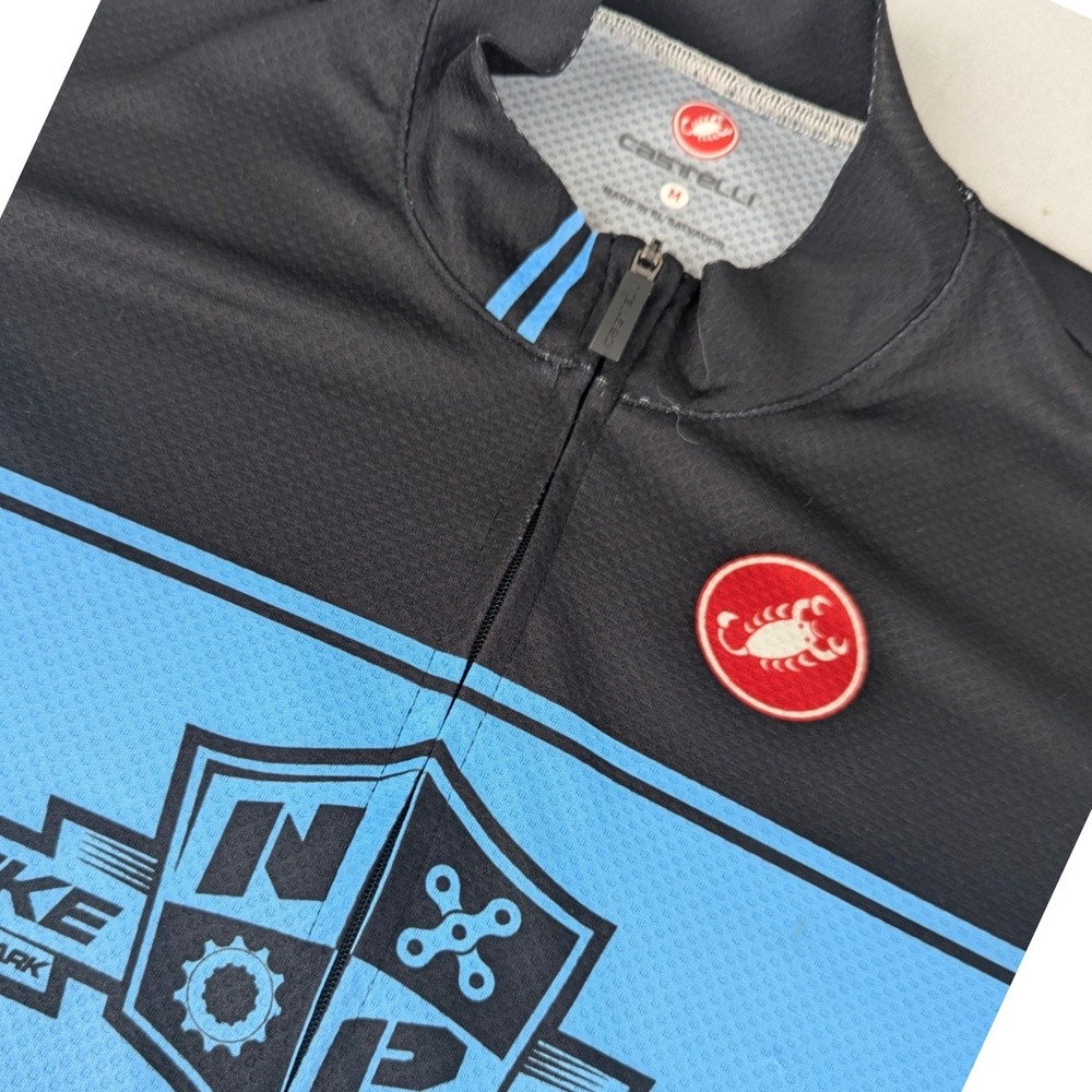 Castelli Mens NP Bike Shop Cycling Jersey Black Blue Short Sleeve Full Zip Sz M